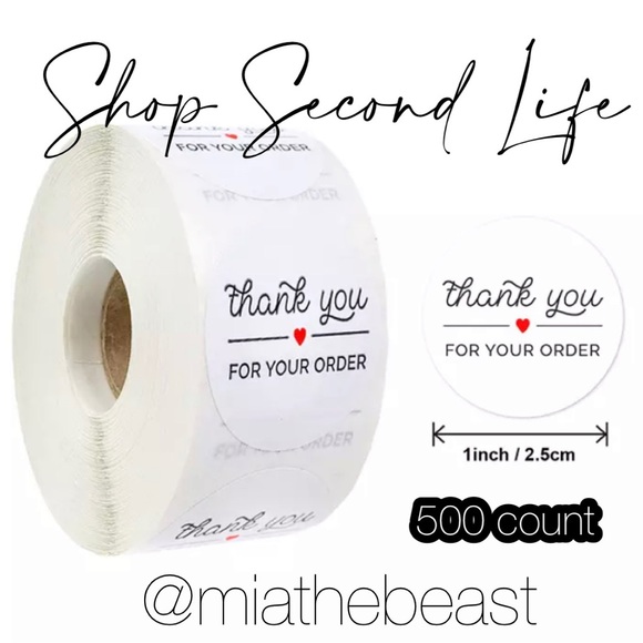 3/$20📦 LAST ONE Roll of 500 1” Thank you for your order stickers 🌟HP🌟 - Picture 1 of 2